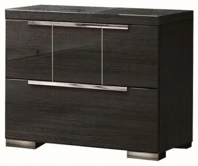 Versilia 2 Drawer Bedside Cabinet - Black, High Gloss image
