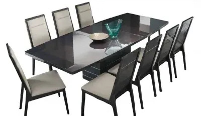 Versilia 8-10 Seater Extending Dining Set with Chairs - Black