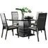 Versilia Round Dining Set with 4 Chairs - Black, High Gloss
