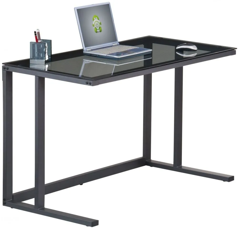 Adair Home Office Desk - Black, Glass