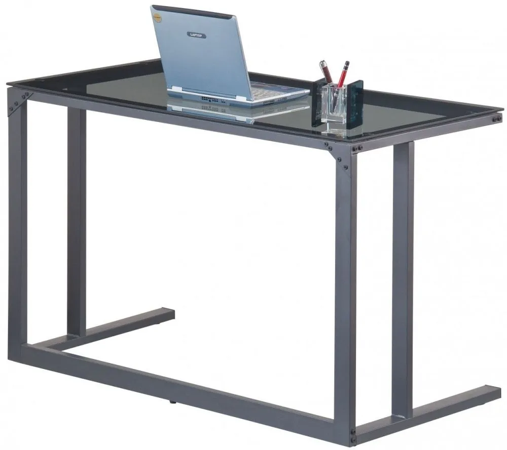 Adair Home Office Desk - Black, Glass