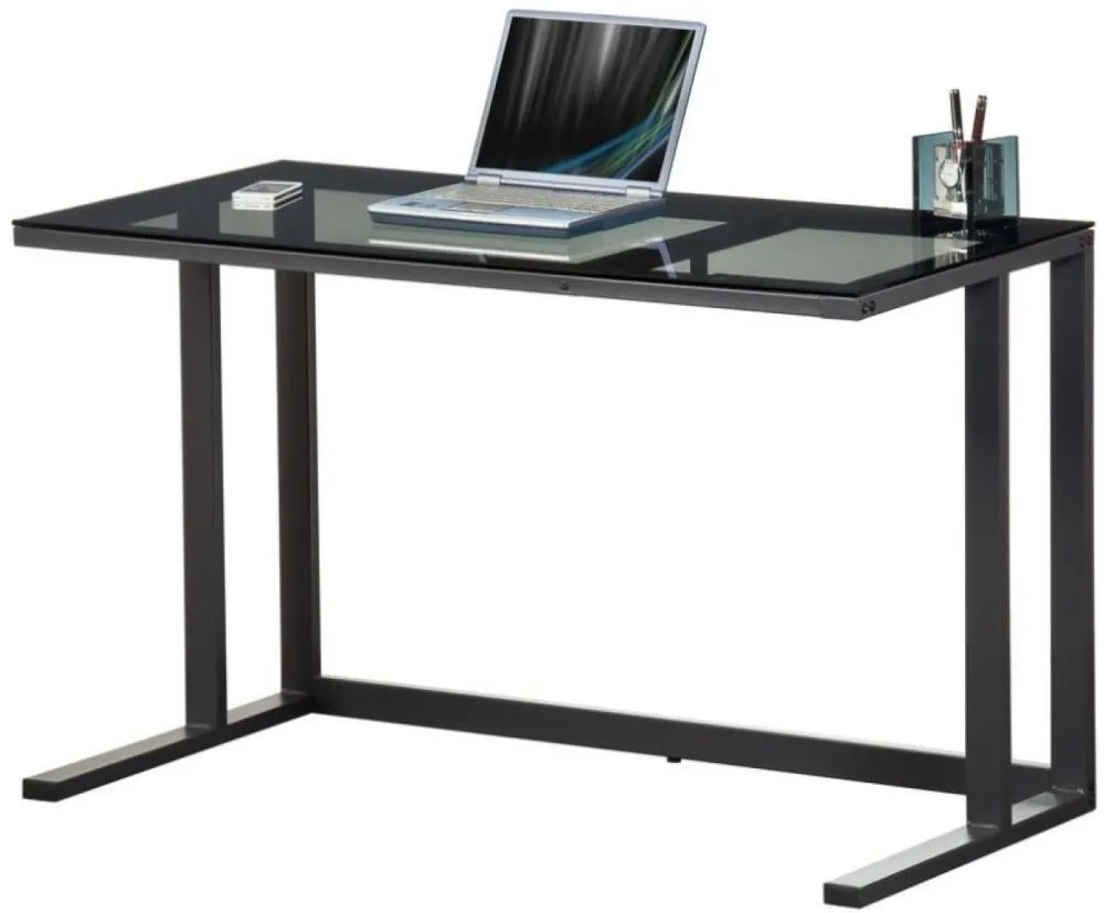Adair Home Office Desk - Black, Glass
