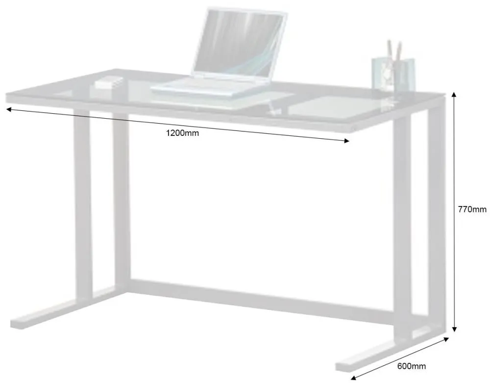 Adair Home Office Desk - Black, Glass