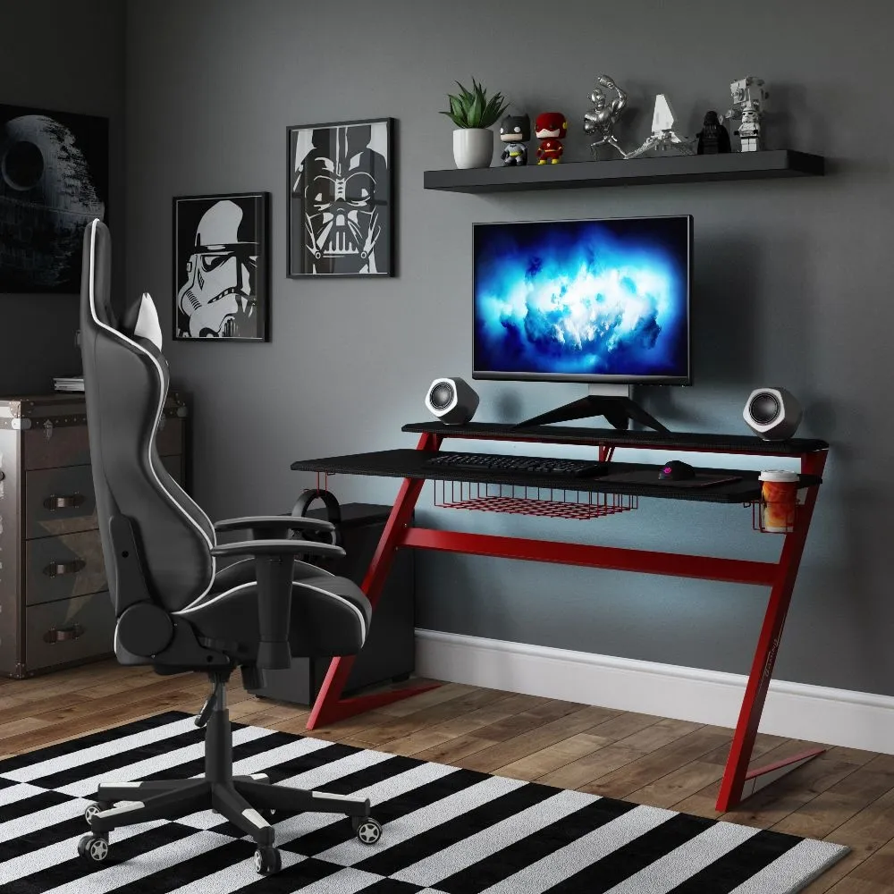 Aries Gaming Desk - Black, Red