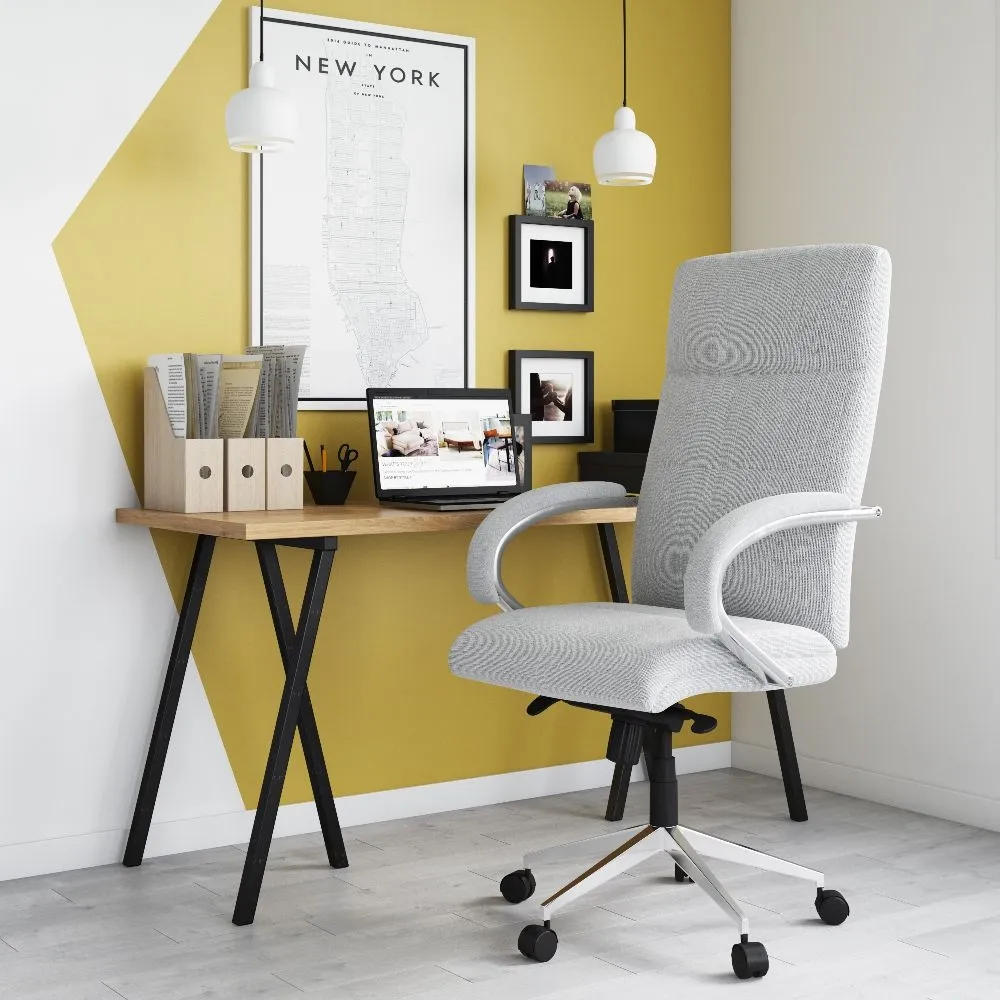 Ben Office Chair - Light Grey, Fabric