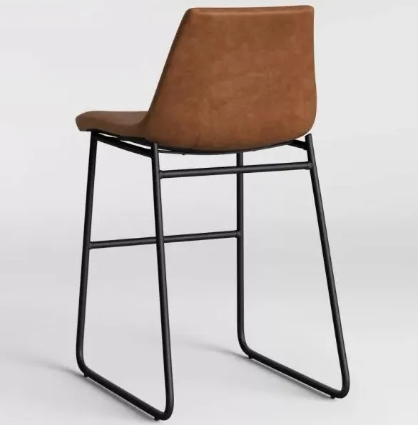 Bowie Counter Stool - Caramel Maple, Faux Leather