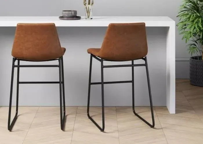 Bowie Counter Stool - Caramel Maple, Faux Leather