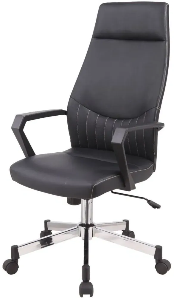 Brook High Back Operator Desk Chair - Black, Faux Leather