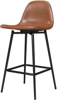 Calvin Counter Stool Set of 2 - Camel, Faux Leather image