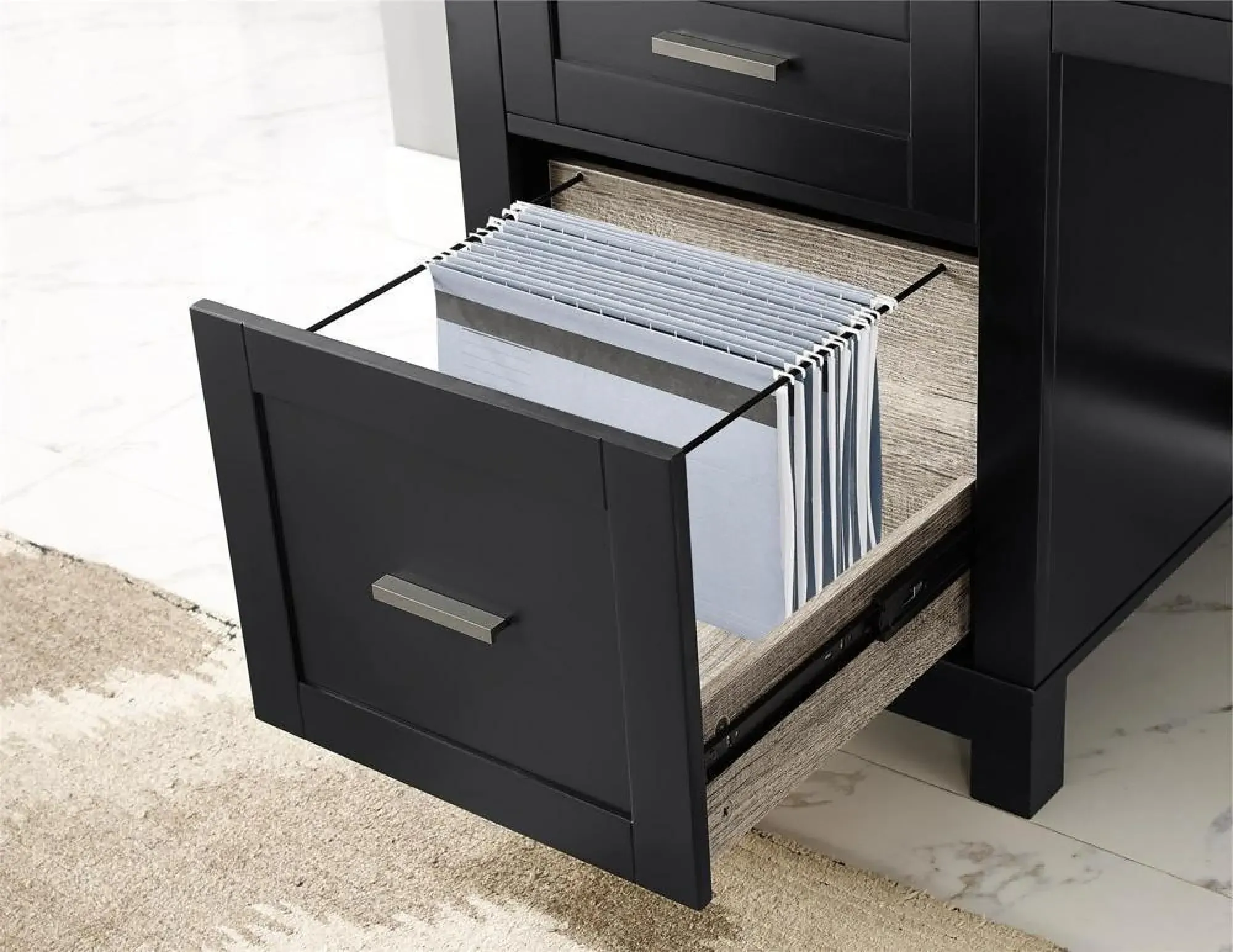 Castro Lift Top Office Desk - Black, Weathered Oak