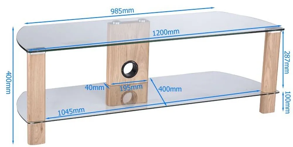 Ceiba 120cm TV Stand - Light Oak, Glass