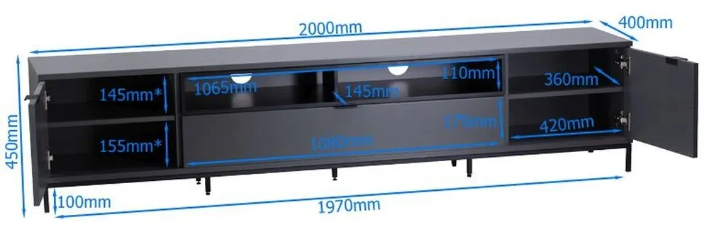 Chaves 200cm TV Cabinet - White, Oak