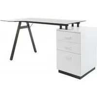 Cleveland 4 Workstation Glass Top Desk - Smoked Grey