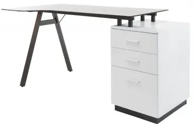Cleveland 4 Workstation Glass Top Desk - Smoked Grey image