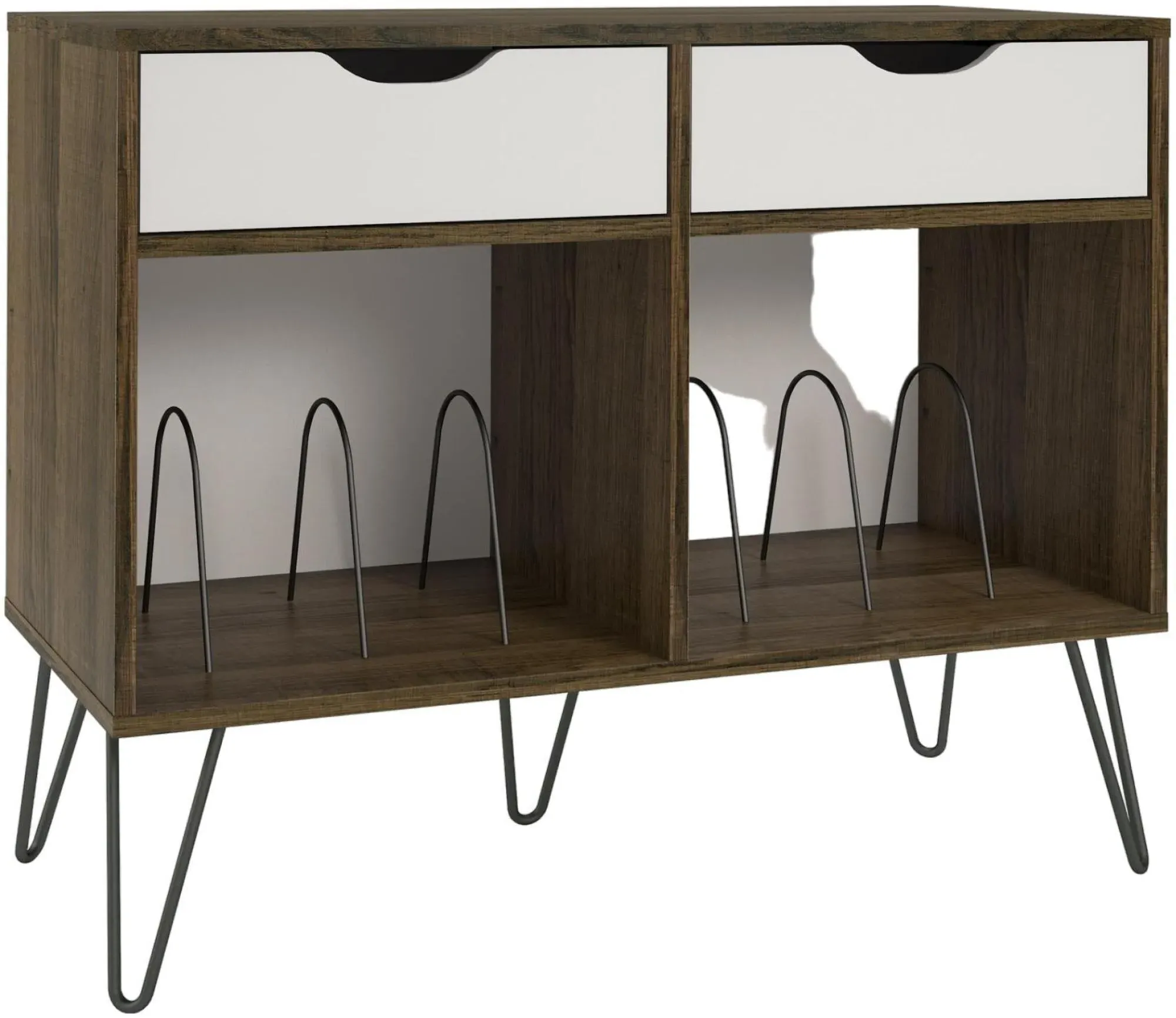 Contra Turntable Stand with Drawers - Brown Oak