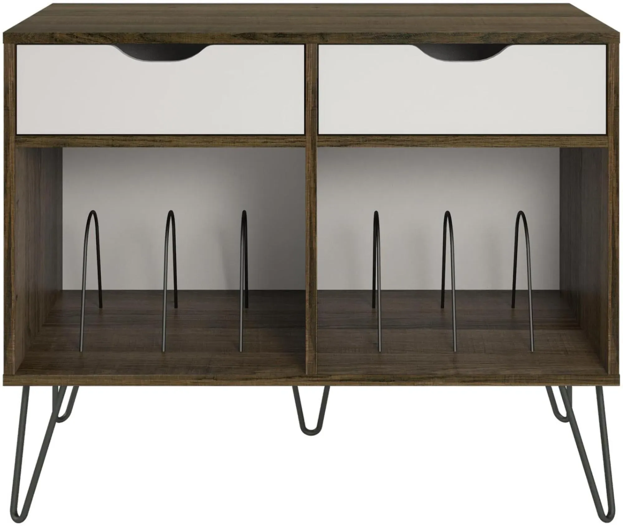 Contra Turntable Stand with Drawers - Brown Oak