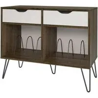 Contra Turntable Stand with Drawers - Brown Oak