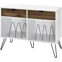 Contra Turntable Stand with Drawers - White