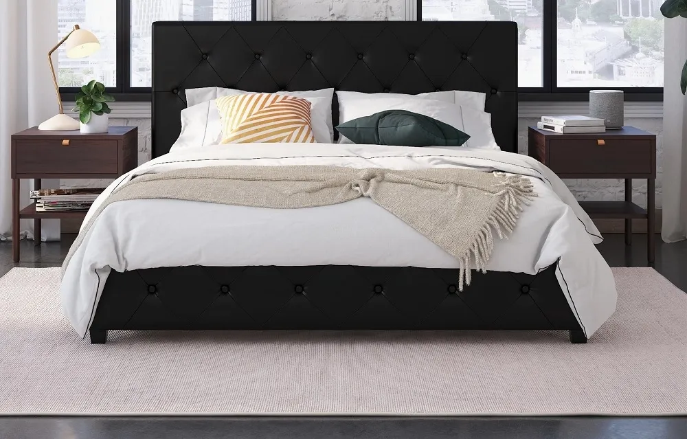 Darke Fabric Bed Frame - Black