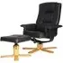 Drew Faux Leather Recliner with Footstool - Black