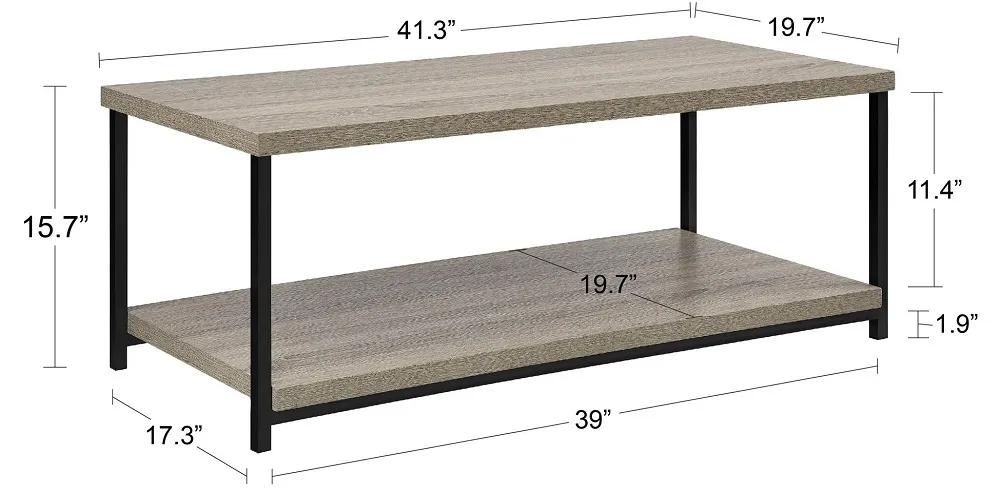 Elliott Coffee Table - Distressed Grey Oak