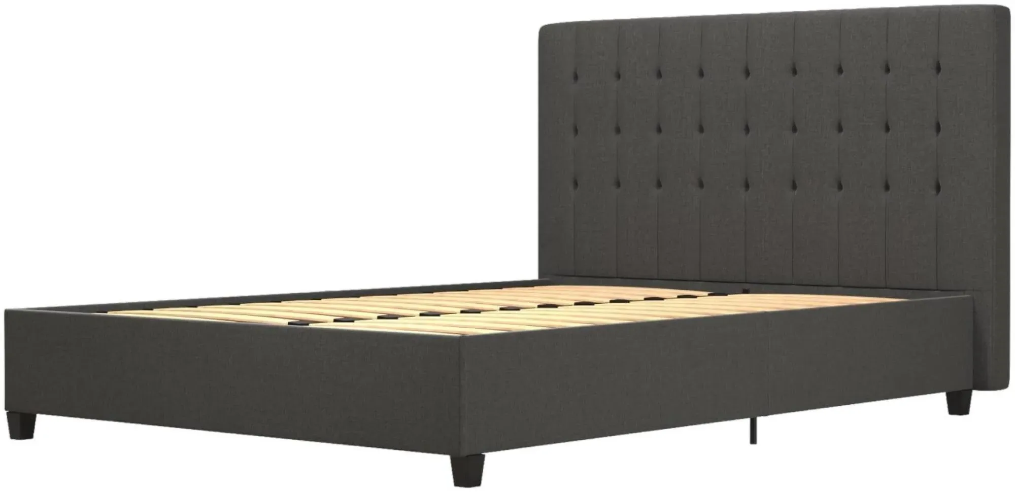 Erie King Size Upholstered Bed - Grey, Linen