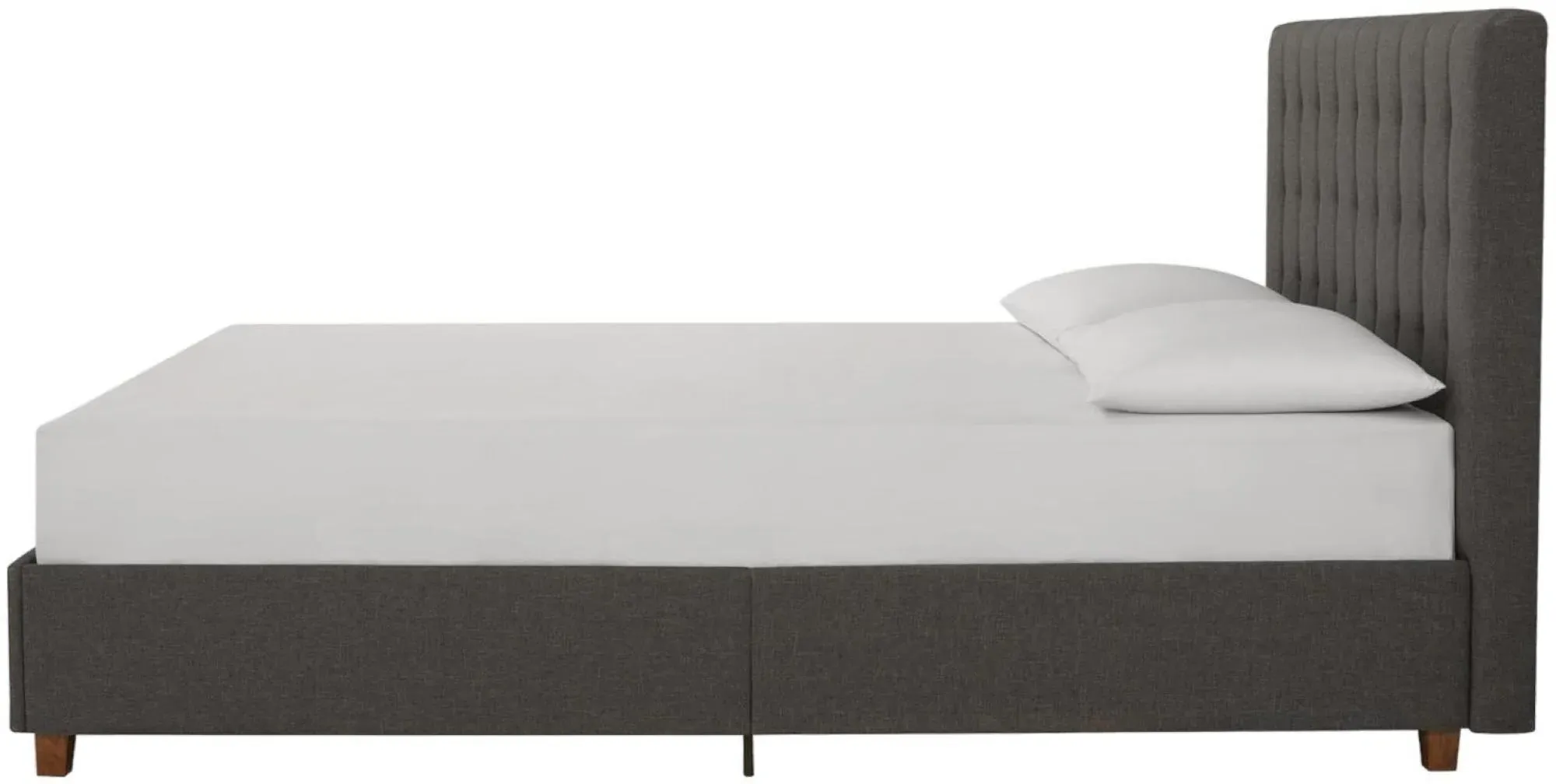 Erie King Size Upholstered Bed - Grey, Linen