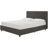 Erie King Size Upholstered Bed - Grey, Linen