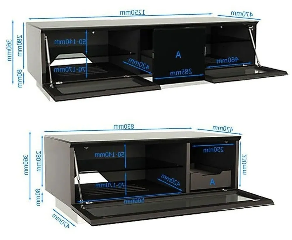 Evans High Gloss TV Cabinet - Black