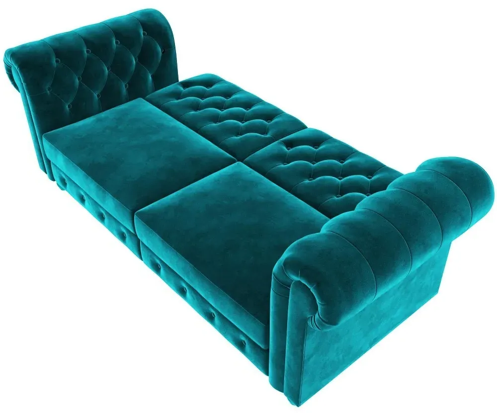 Faulk Chesterfield Sofa Bed - Teal, Velvet