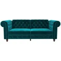 Faulk Chesterfield Sofa Bed - Teal, Velvet