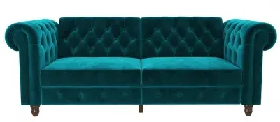 Faulk Chesterfield Sofa Bed - Teal, Velvet image