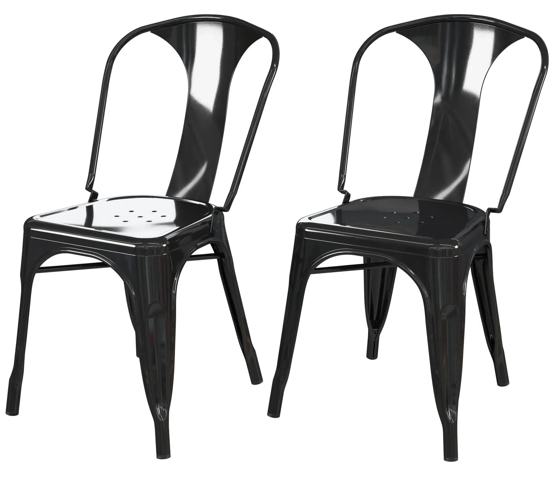 Finney Industrial Dining Chair Set - Black, Metal
