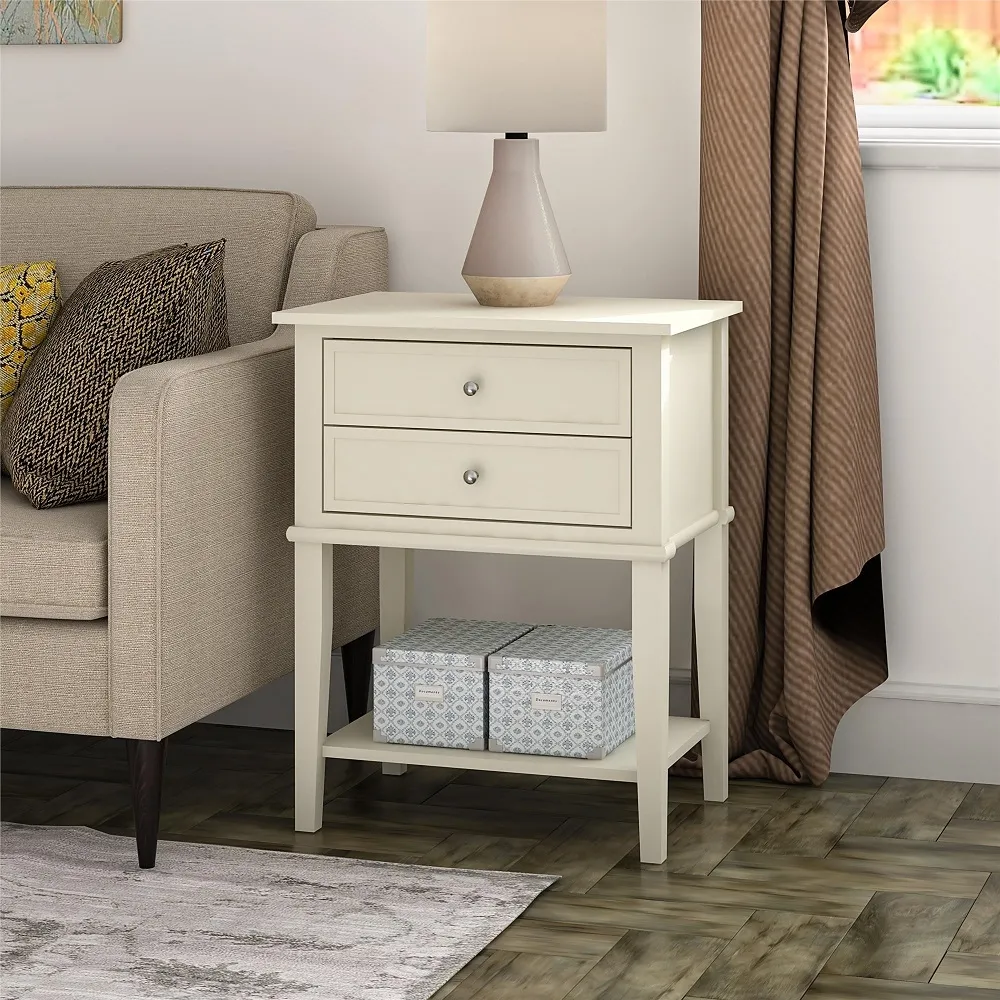 Franklin 2 Drawer Accent Table - White
