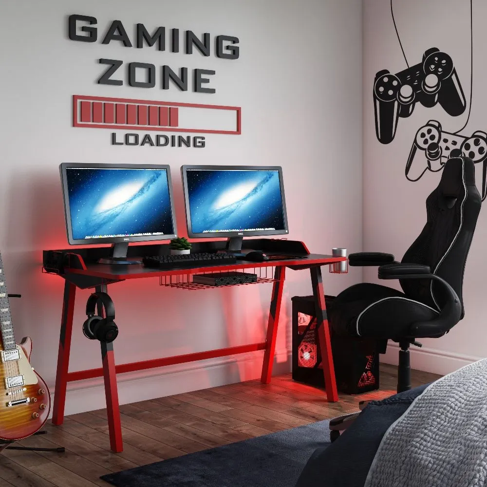 Fuego Gaming Desk - Black, Red