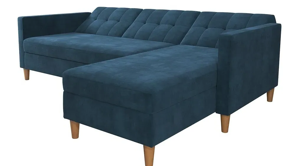 Harford Sectional Futon Sofa Bed with Storage - Blue, Chenille
