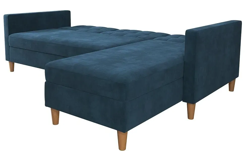 Harford Sectional Futon Sofa Bed with Storage - Blue, Chenille