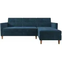 Harford Sectional Futon Sofa Bed with Storage - Blue, Chenille