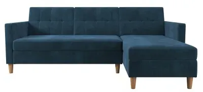 Harford Sectional Futon Sofa Bed with Storage - Blue, Chenille