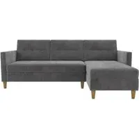 Harford Sectional Futon Sofa Bed with Storage - Grey, Chenille