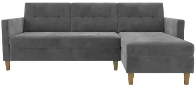 Harford Sectional Futon Sofa Bed with Storage - Grey, Chenille