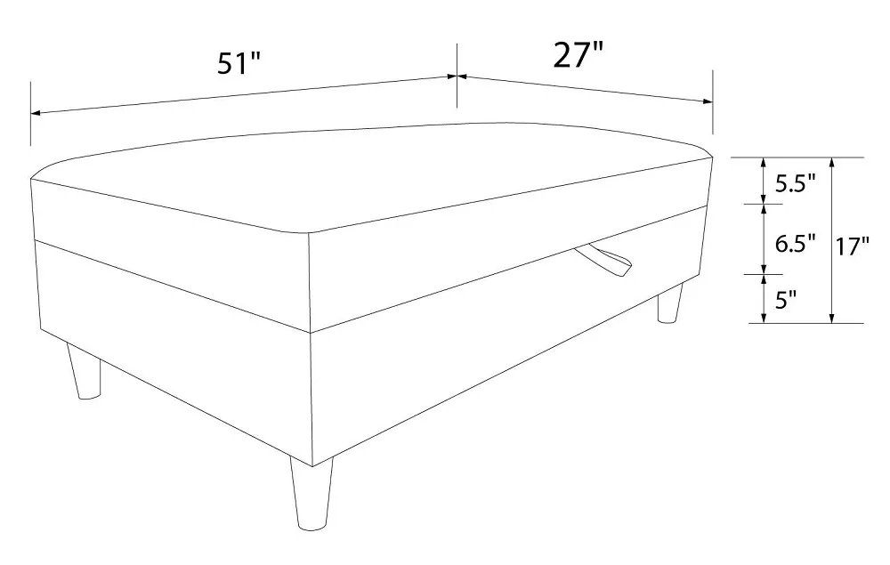 Harford Storage Ottoman Bench - Blue, Chenille