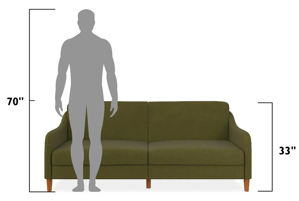 Jack 2-Seater Sofa Bed with Sprung Base - Green, Linen