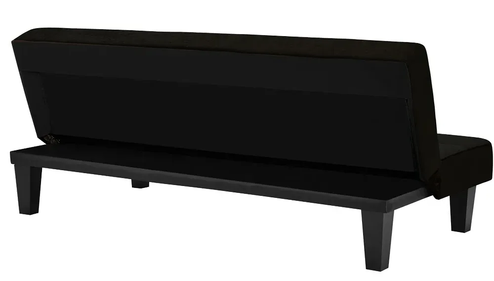 Keith Futon 2-Seater Sofa Bed - Black, Velvet