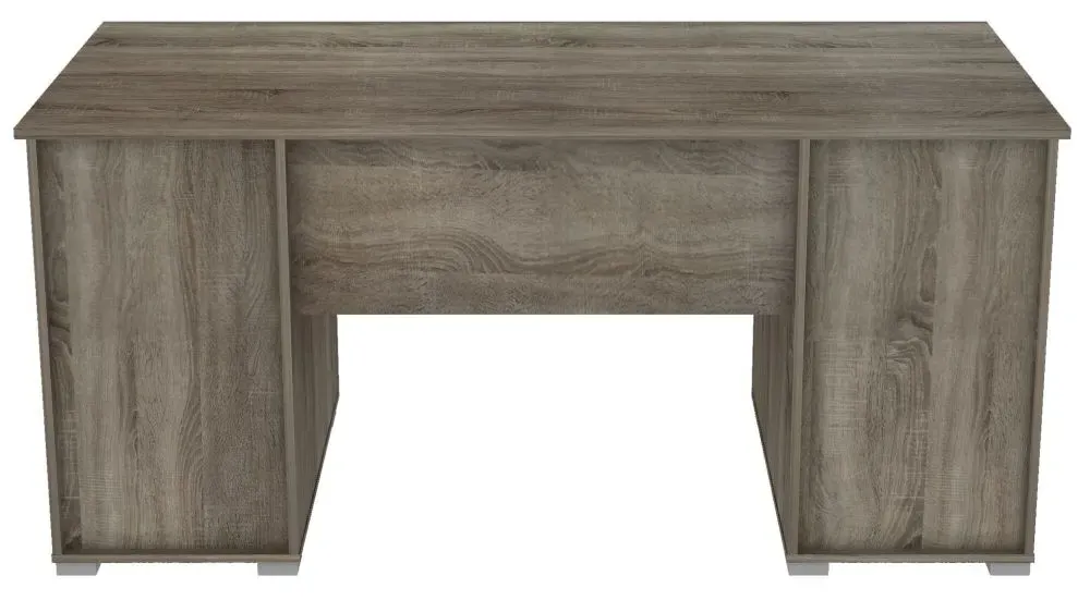 Kent Office Desk - Dark Oak, High Gloss White