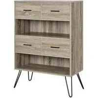 Lebanon Retro Bookcase - Distressed Grey Oak