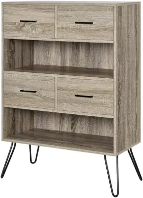 Lebanon Retro Bookcase - Distressed Grey Oak image