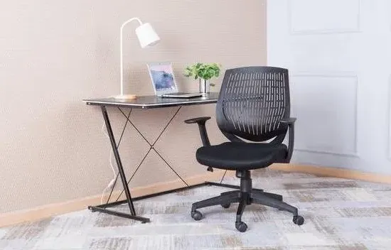 Meigs Task Operator Chair with Arms - Black, Fabric