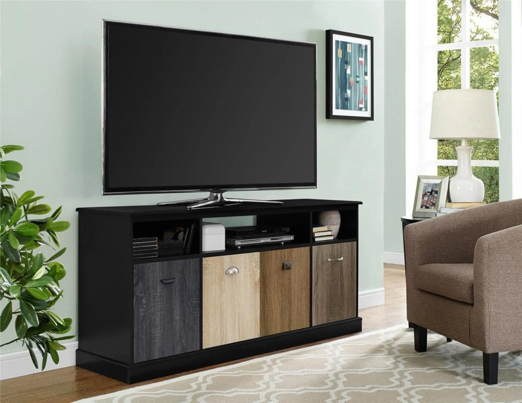 Merced TV Console with 4 Drawers - Black