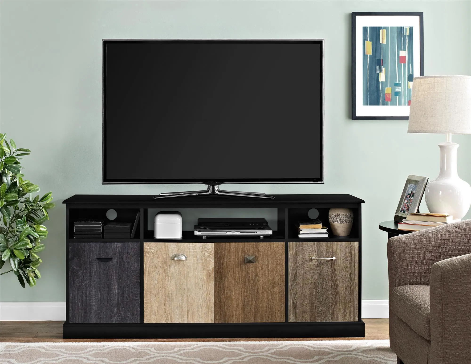 Merced TV Console with 4 Drawers - Black